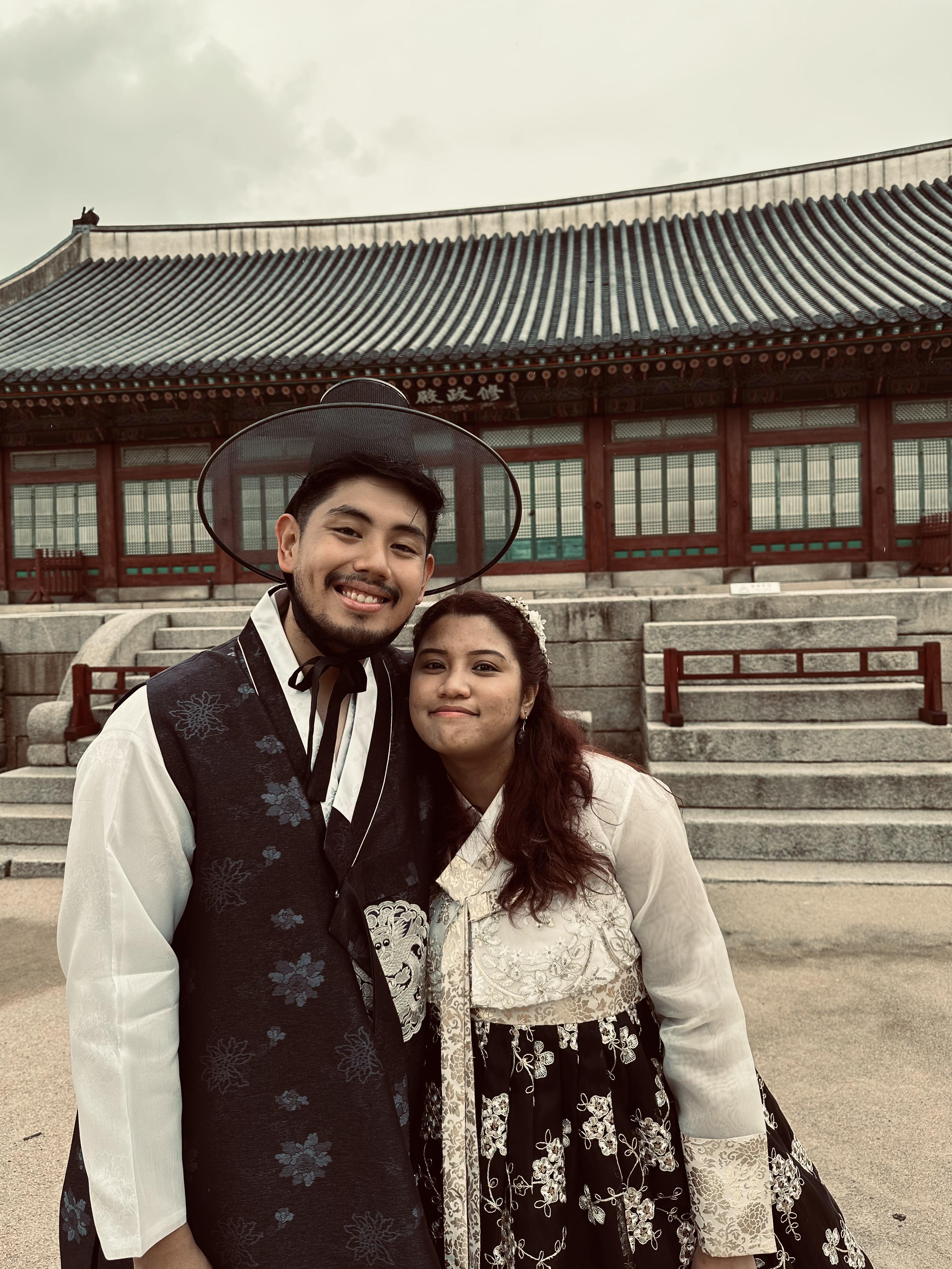 In hanbok at Gyeongbokgung Palace